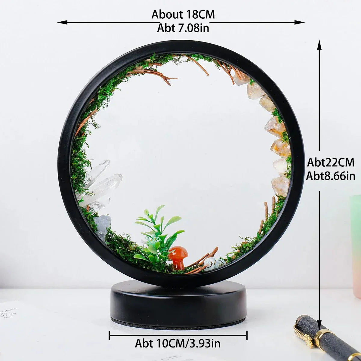 Maliben | Elegant Night Light - Round Frame - Green Crystals - Chic Decoration