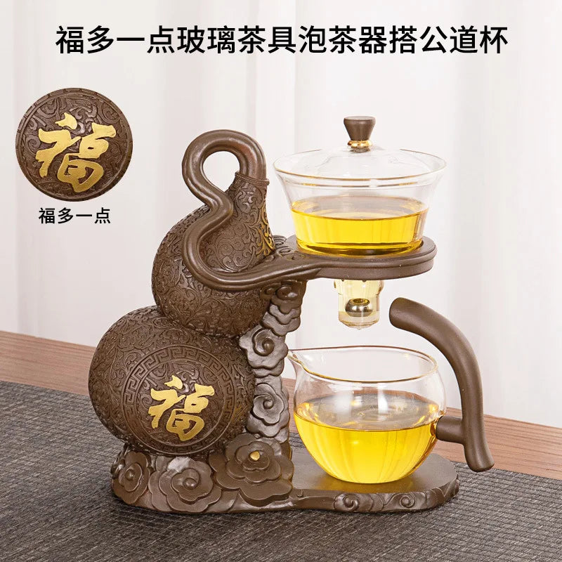 Maliben | Kung Fu Teapot Household Magnetic Extraction Semi-Automatic Lazy Tea Preparation Tool Glass Tea Set