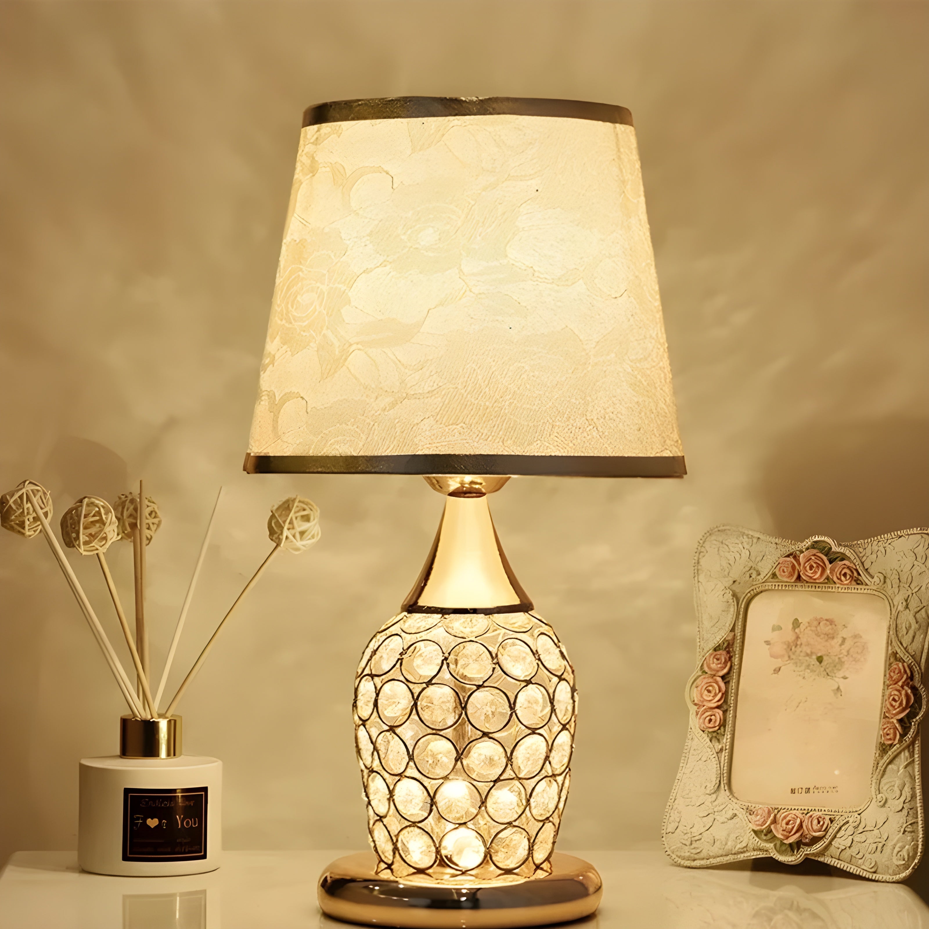 Maliben | Lustrelia Crystal Optic Table Lamp | Led Lighting & Touch Function | Elegant Play Of Light | 220v | Plastic