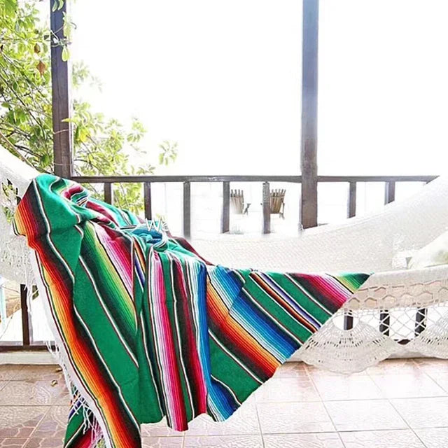 Maliben Colorful Mexican Serape Blanket