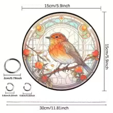 Maliben | Acrylic Sun Catcher Lumoowl | 15 Cm Round | Owl Decor | Window & Wall Pendant | Gift Idea