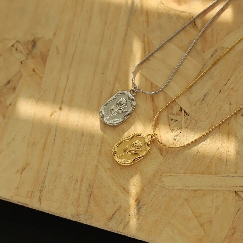 Maliben | Feminine Tulip Floral Pendant Necklace
