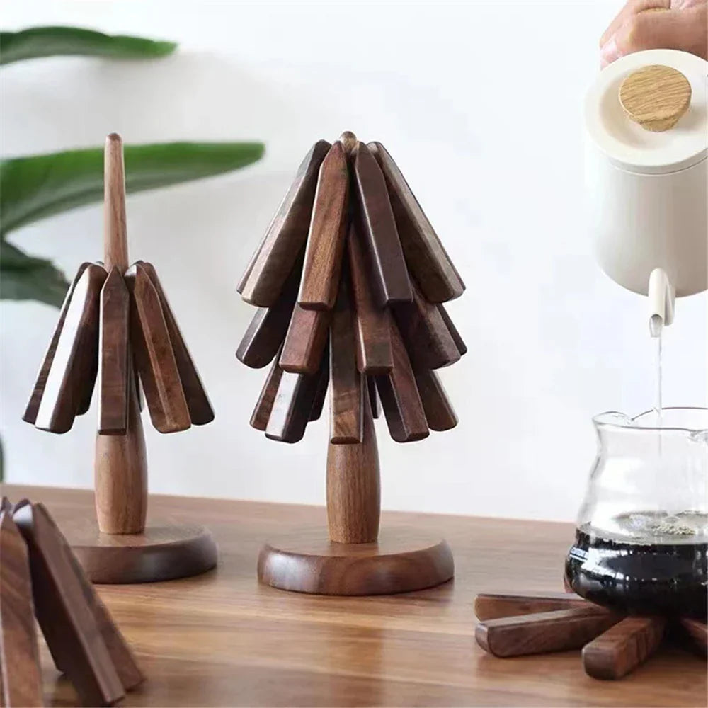 Maliben | Walnut Coaster Set - Protect Your Surfaces With Tree-Shaped Coasters