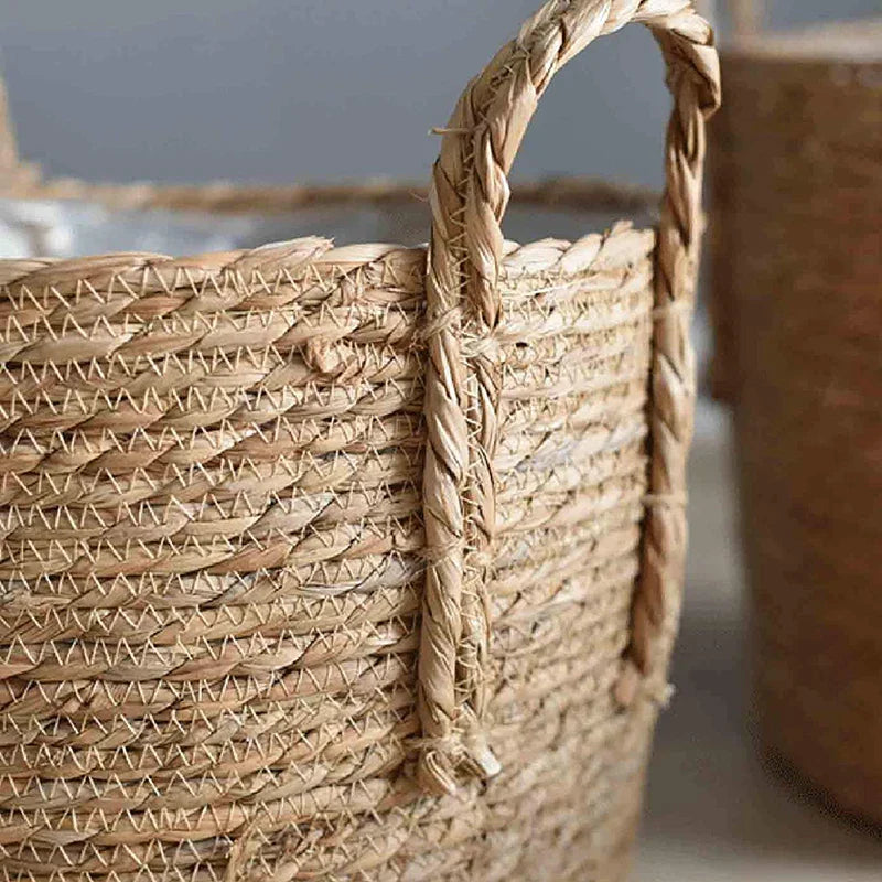 Maliben | Nordic Extra Large Straw Flower Pot Seaweed Storage Basket Potted Green Plant Flower Basket Hand Woven Floor Indoor Flower Pot