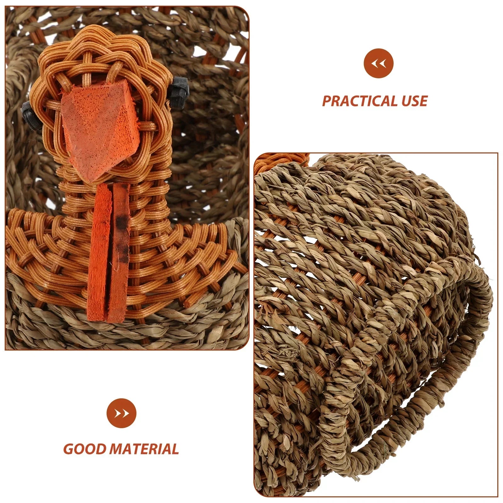 Maliben | Handcrafted Natural Woven Turkey Shape Basket