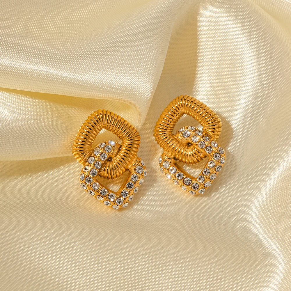 Maliben | 18k Textured Dual Squircle Earrings