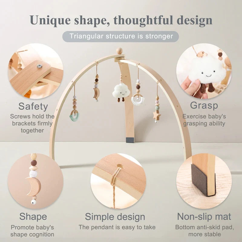 Maliben | Baby Activity Arch Made Of Wood – With Hanging Toys For Babies