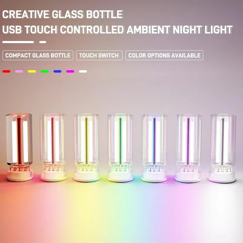 Maliben | Lumivase Ambient Light | Glass Bottle Design | Touch Dimmer | Usb | 5 Colors