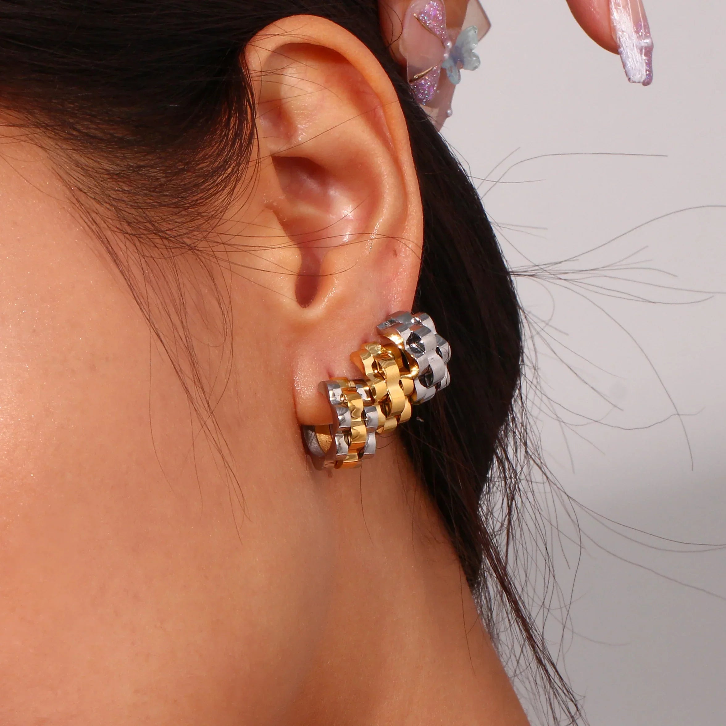 Maliben | Textured Watch Hoop Earrings