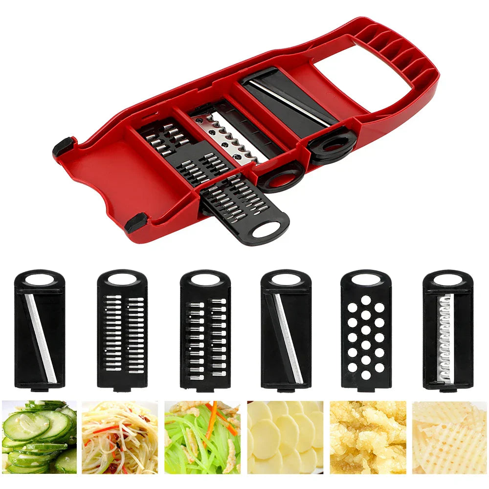 Maliben | Vegetable Cutter Set 9-Piece | With Catch Box & FInger Protection | Cutmaster Pro in Red
