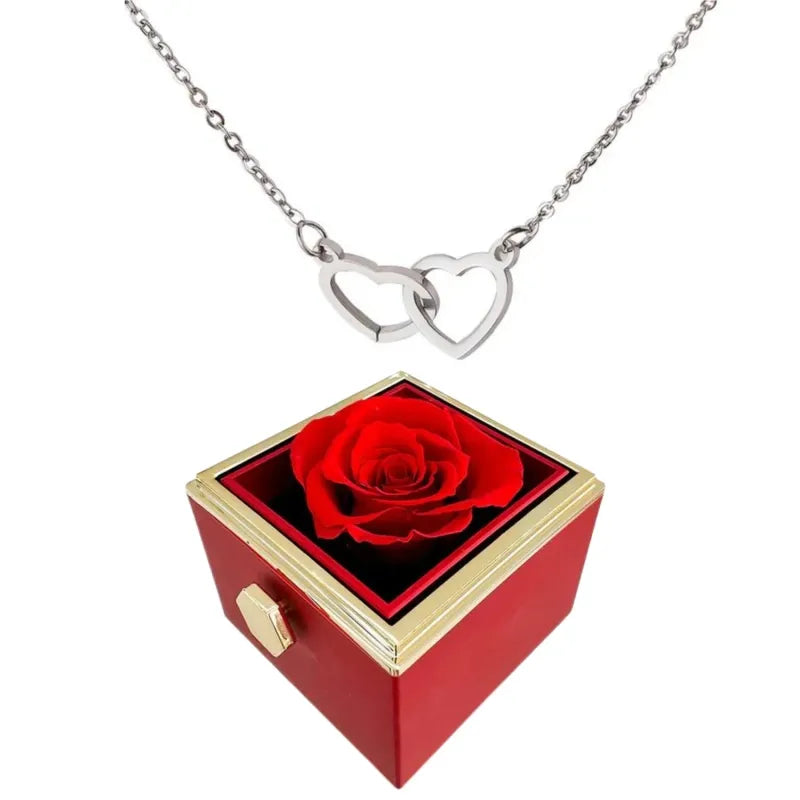 Maliben | Heart Necklace With Rotating Rose Gift Box