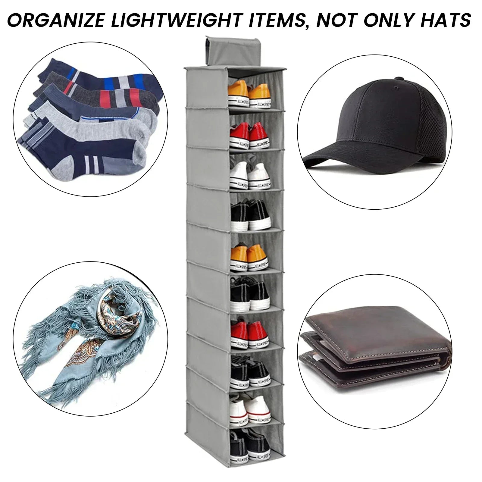 Maliben | OrdolIno 10-Layer Hanging Storage Organizer | Foldable & Space-Saving | For Shoes, Clothing & Accessories in The Closet