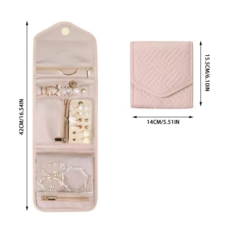 Maliben | Jewelry Bag Velmora Roll | Foldable & Space-SavIng | For Travel & Home | Velvet Look in 3 Colors