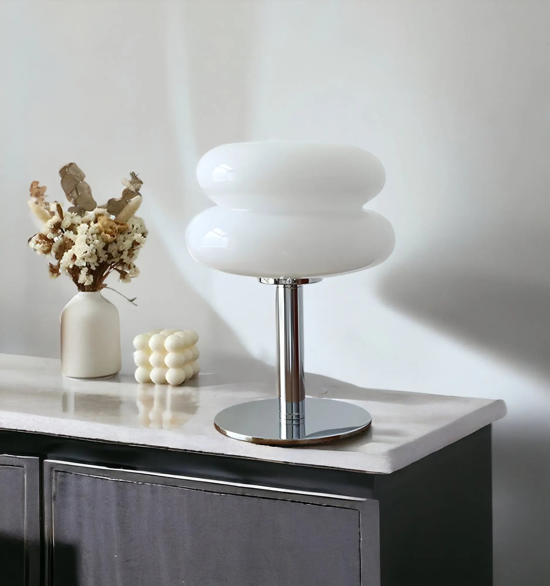 Maliben | Elegant Macaron Glass Table Lamp With Usb - 3 Light Colors