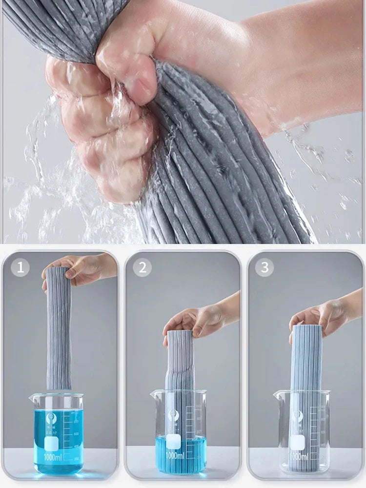 Maliben | Mopilo Folding Sponge Mop | Without Hand Contact | 125 Cm Length | For Tiles, Wood & Glass