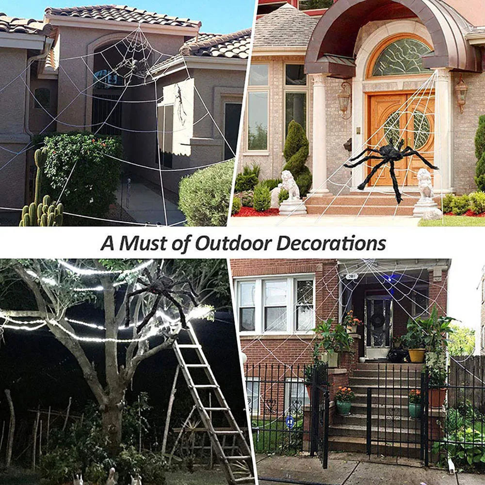 Maliben | Creepyweb Xxl Spider Web | Triangular | 5 M | Fluffy Halloween Decoration For Garden & Home