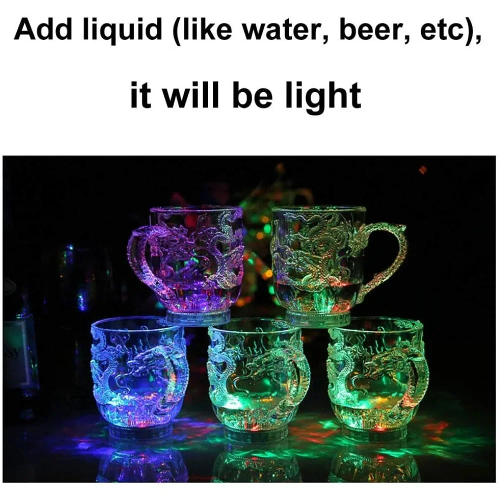 Maliben | 1 piece color changing luminous LED dragon mug water activated lights beer coffee milk tea wine whiskey bar cup travel creative gift