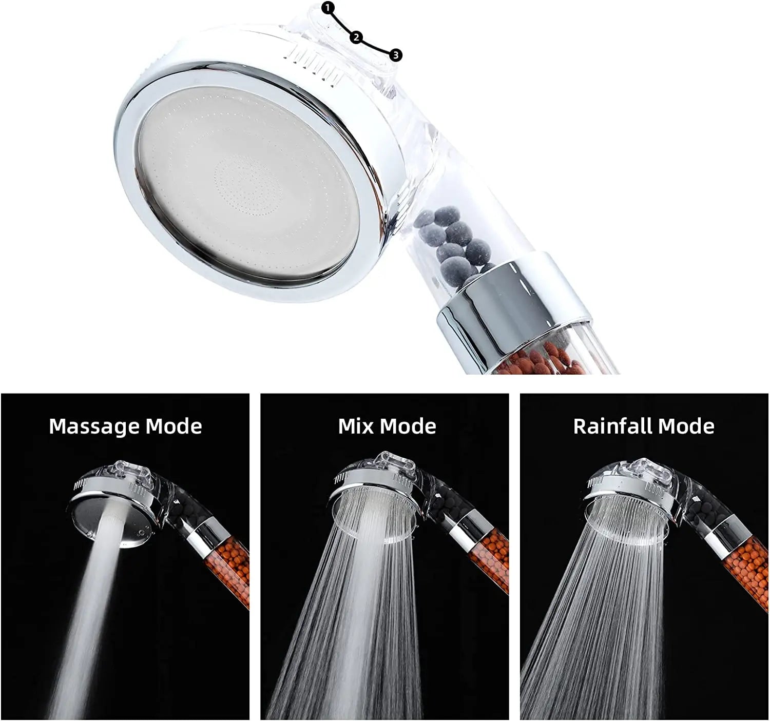 Maliben | High Pressure Water-Saving Shower Head with Filter - AquaGlow