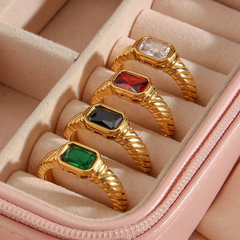 Maliben | Cross Striped Baguette Diamond Ring