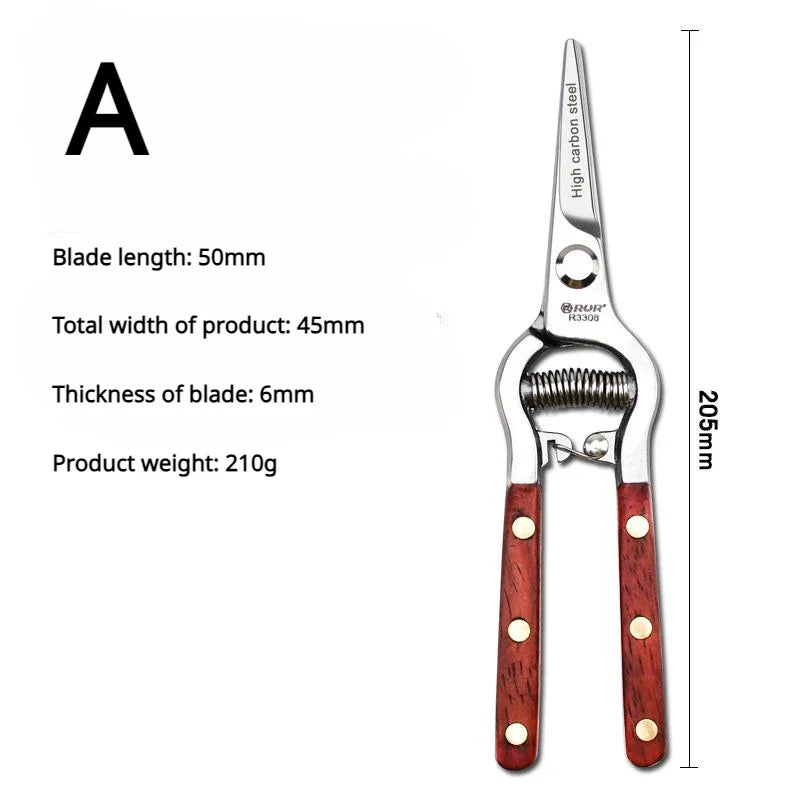 Maliben | Treegrip 20 | Garden Shears With Wooden Handle | 20 Cm | Forged Carbon Steel | For Branches & Fruit Trees