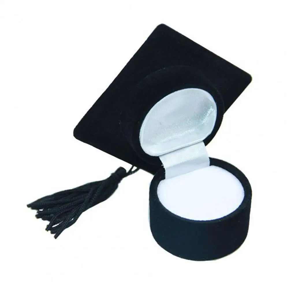 Maliben | Graduation Cap Shaped Flannel Jewelry Ring Storage Box