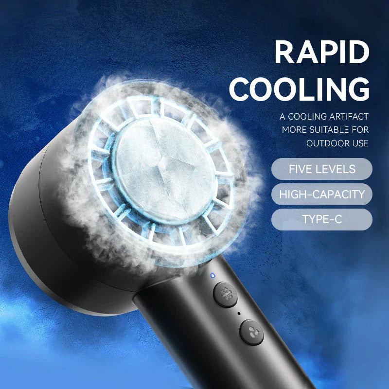 Maliben | Brisano Aircool Mini Hand Fan With Cooling Function | 5 Speeds | Led Display & Usb Charging | Quiet & Portable | For Travel, Office & Outdoor