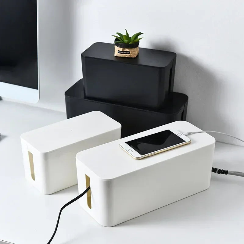 Maliben | Kabelux Cable Box With Lid | 32×13×12 Cm | Socket & Charging Cable Organizer | Dust Protection For Power Supplies & Routers