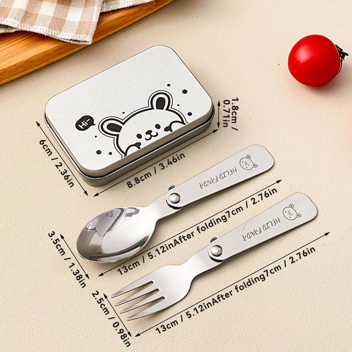 Maliben | Trekking Camping Cutlery 3-Piece | Foldable Spoon & Fork With Storage Box | Stainless Steel | Compact & Reusable