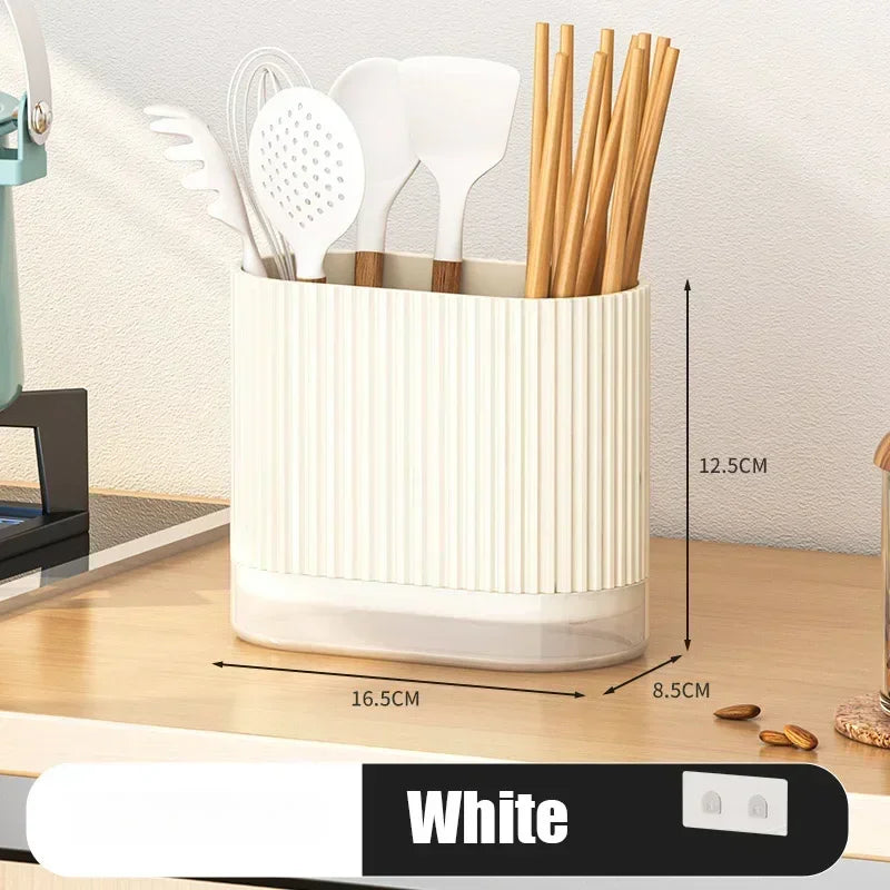 Maliben | Ordina Wall Bracket Cutlery Holder Kitchen | No Drilling | Spoon & Chopstick Box With Drainage | Space-Saving Organizer Made Of Plastic