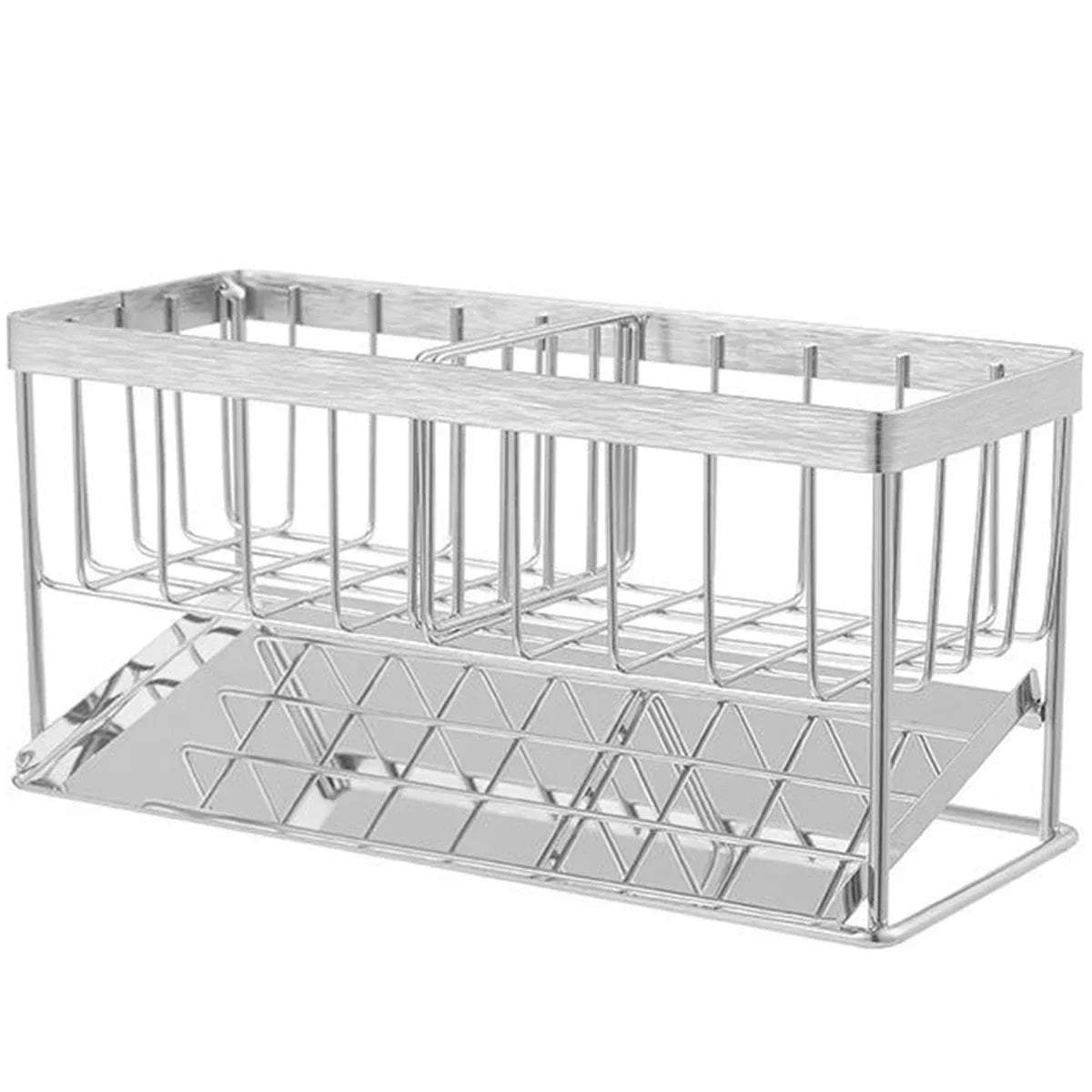 Maliben | Steelnest | Sink Organizer Made Of Stainless Steel | Sponge & Soap Holder With Drip Tray | 21×8.2×10 Cm