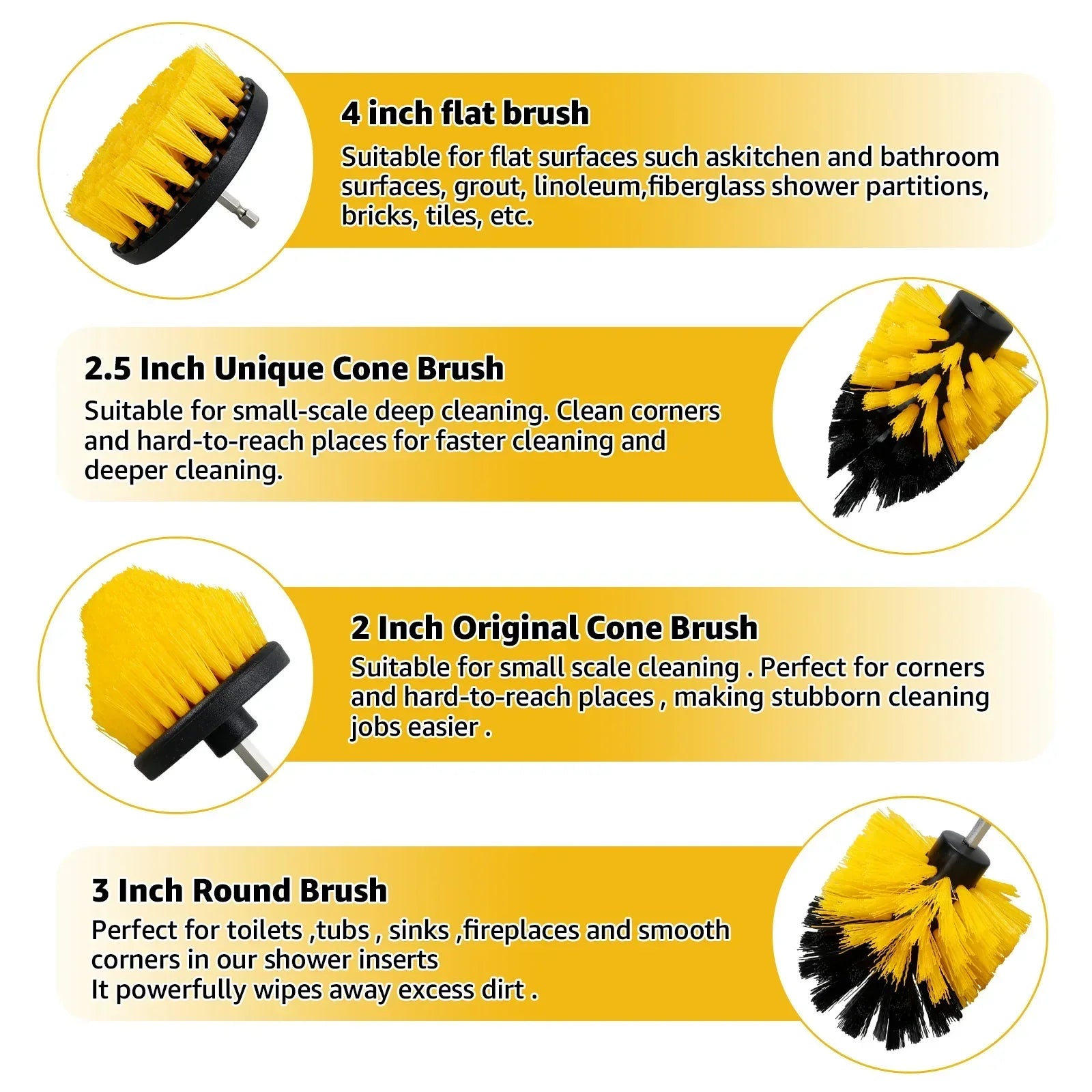 Maliben | 5pcs Electric Drill Attachment Ultimate Cleaning Brush Kit