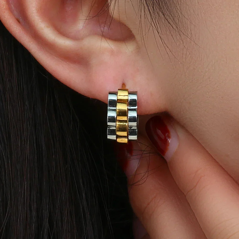 Maliben | Textured Watch Hoop Earrings