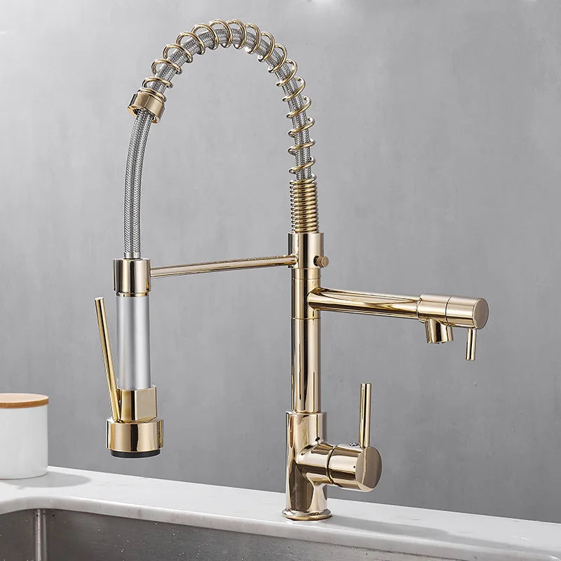 Maliben | Dualflow Kitchen Faucet - Luxurious Double Bronze Kitchen Faucet