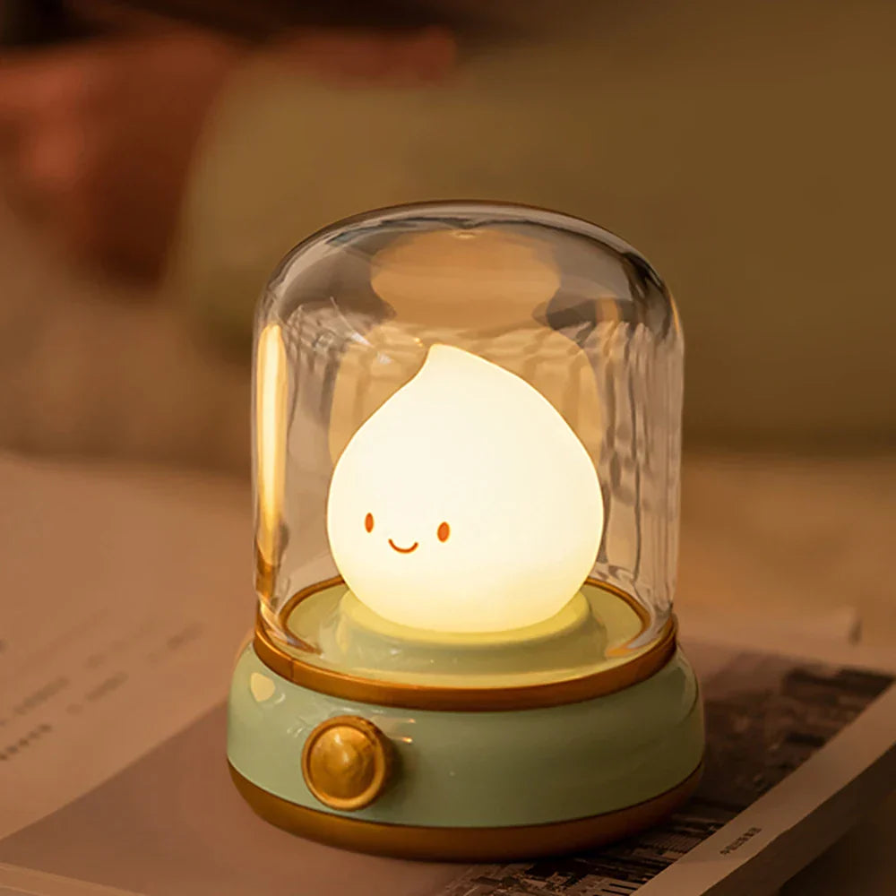 Maliben | Lumiflame Led Night Light | Retro Oil Design | Usb Rechargeable | Warm Mood Light
