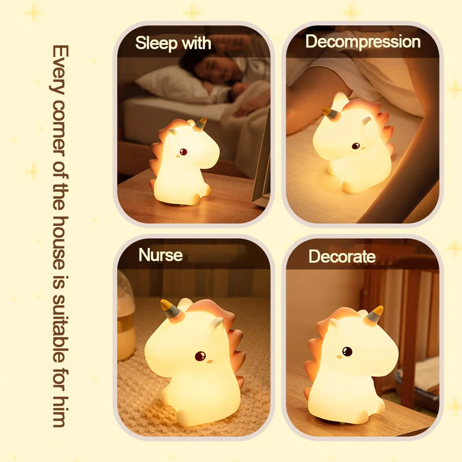 Maliben | Dreamicorn Led Night Light Unicorn | Soft Silicone & Usb Rechargeable | Touch Control & 2 Brightness Levels | Nursery & Gift Idea