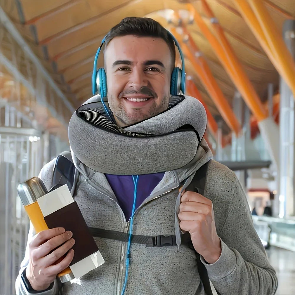Maliben | Necklio Travel Neck Pillow U-Shape | Ergonomic & SuppOrtive | Ultralight & Soft | Navy Blue or Gray