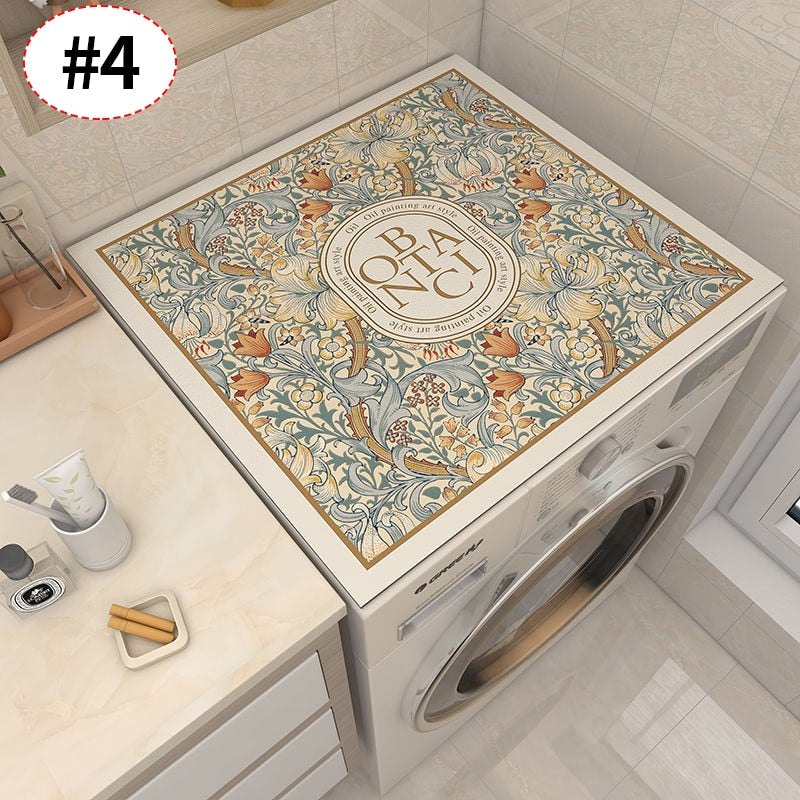 Maliben | Retro Floral Washing Machine Cover Drainer Mat