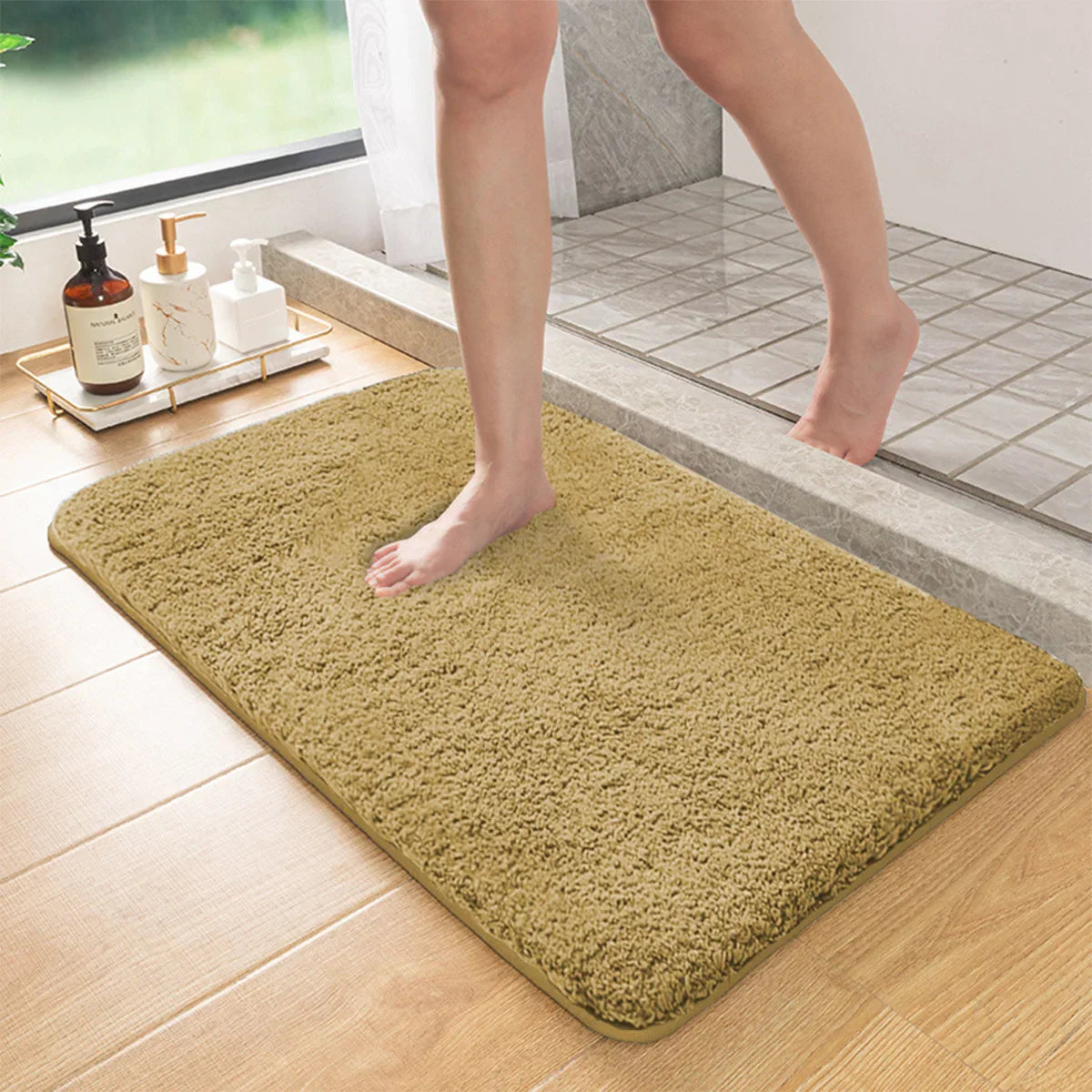 Maliben | Long-Haired Non-Slip Bath Mat With Absorbent Properties For Shower And Toilet Floor