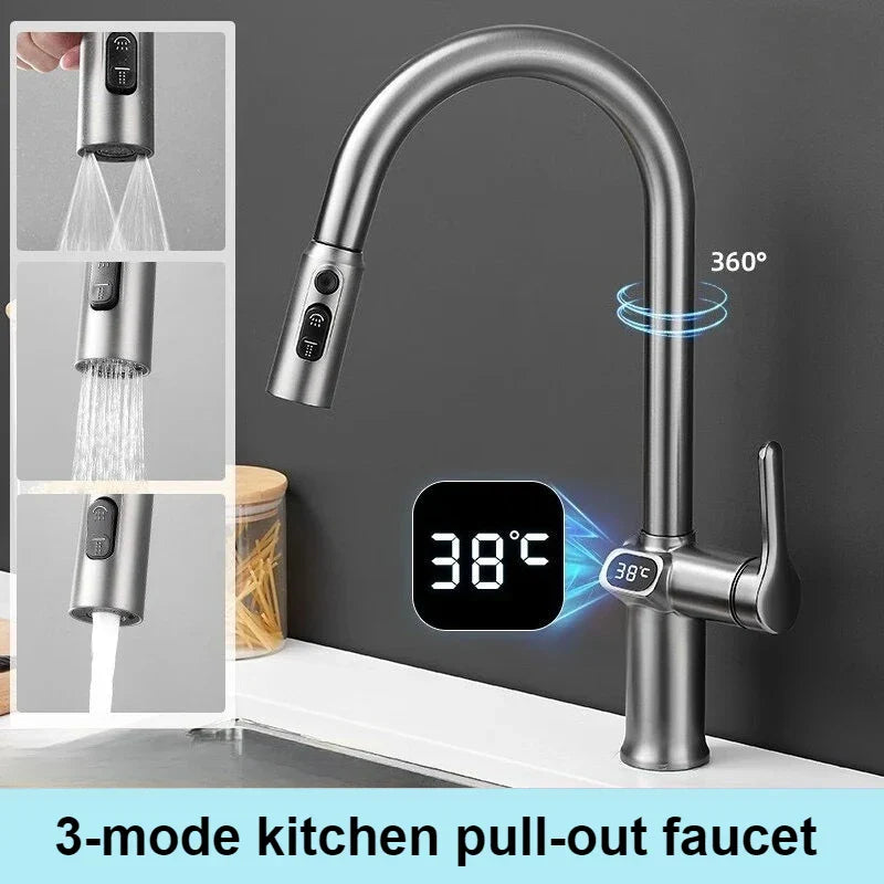 Maliben | Pull-Out Kitchen Faucet With Digital Display And Swivel Spout
