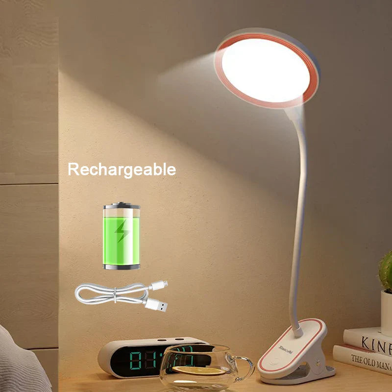 Maliben | Clipluma Led Table Lamp | Usb Rechargeable | 3 Brightness Levels | Eye-Friendly | With Clip Mount