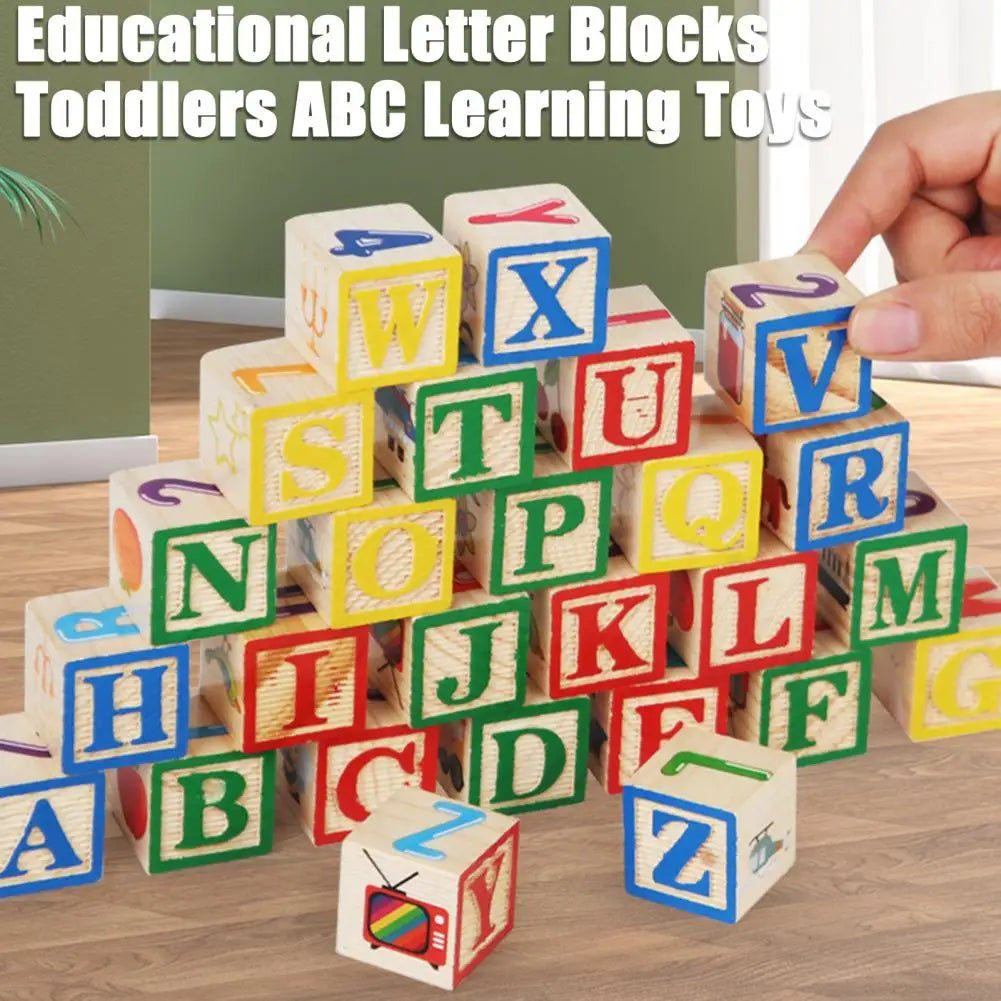 Maliben | Abcstack | Learning And Building - Wooden Alphabet Blocks With Storage Box
