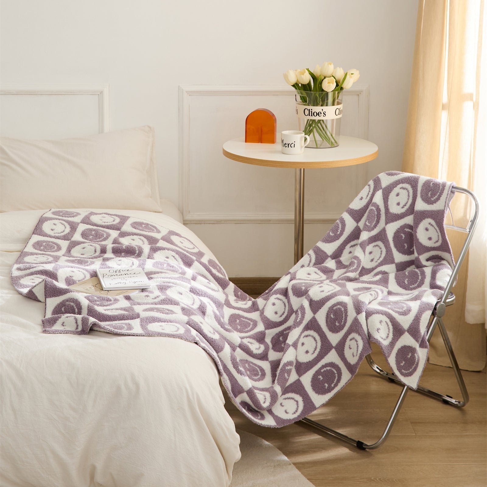 Maliben Smiley Checked Blanket