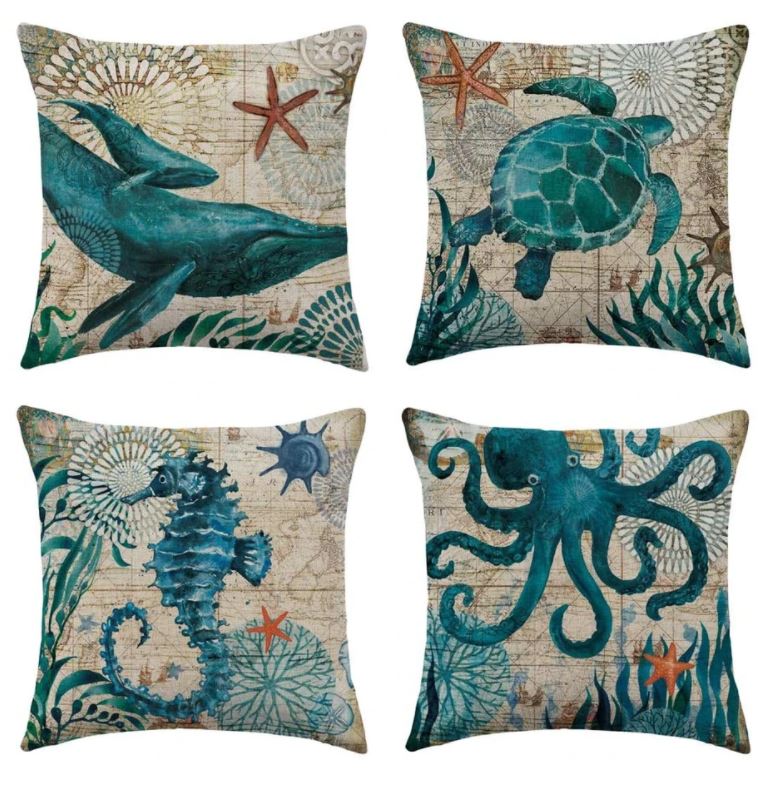 Maliben | Cushion With Sea Life Motif For Decoration