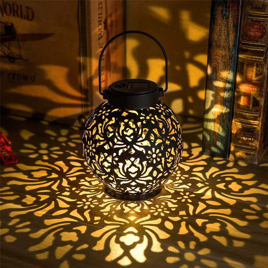 Maliben | Solivanta Light Art Solar Garden Hanging Lantern | Iron Art With Projection Effect | Waterproof | For Tree, Balcony & Terrace