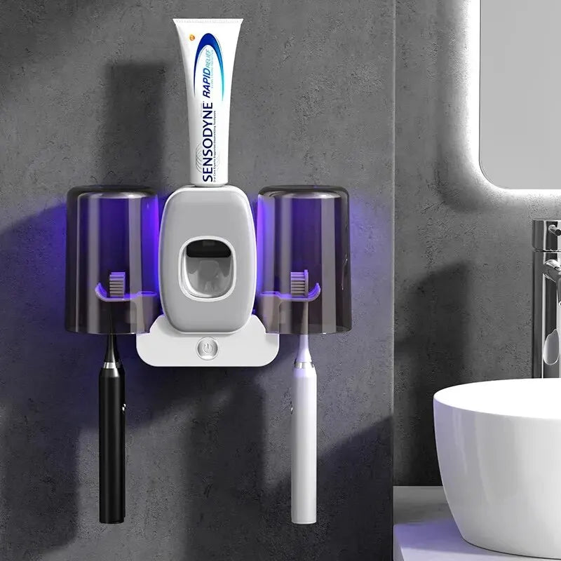 Maliben | Uv Toothbrush Holder Purebrush Uv | Sterilization With Uv Light | Automatic Toothpaste Dispenser | Wall Mounting Without Drilling
