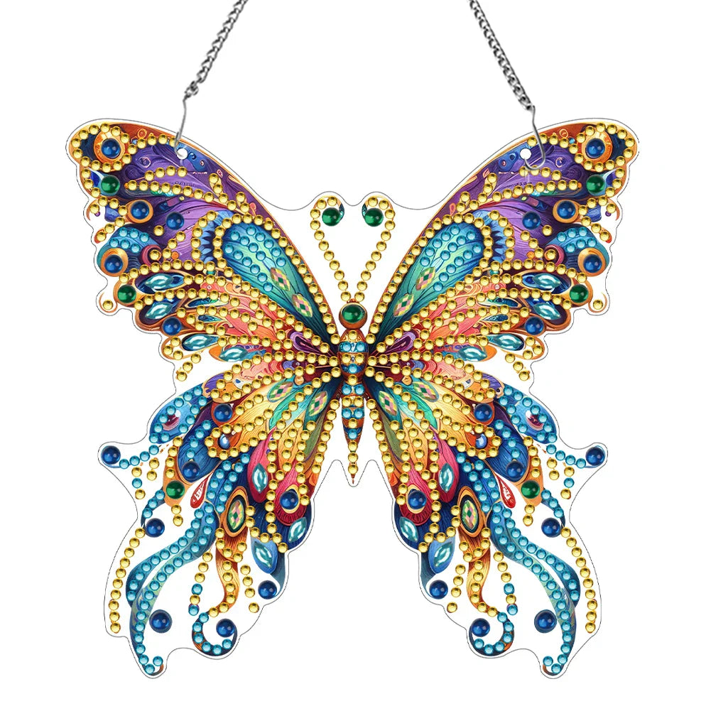 Maliben | Butterfly Pendant | 5d Diy Diamond Painting | Double-Sided Acrylic | Sparkling Window Decoration