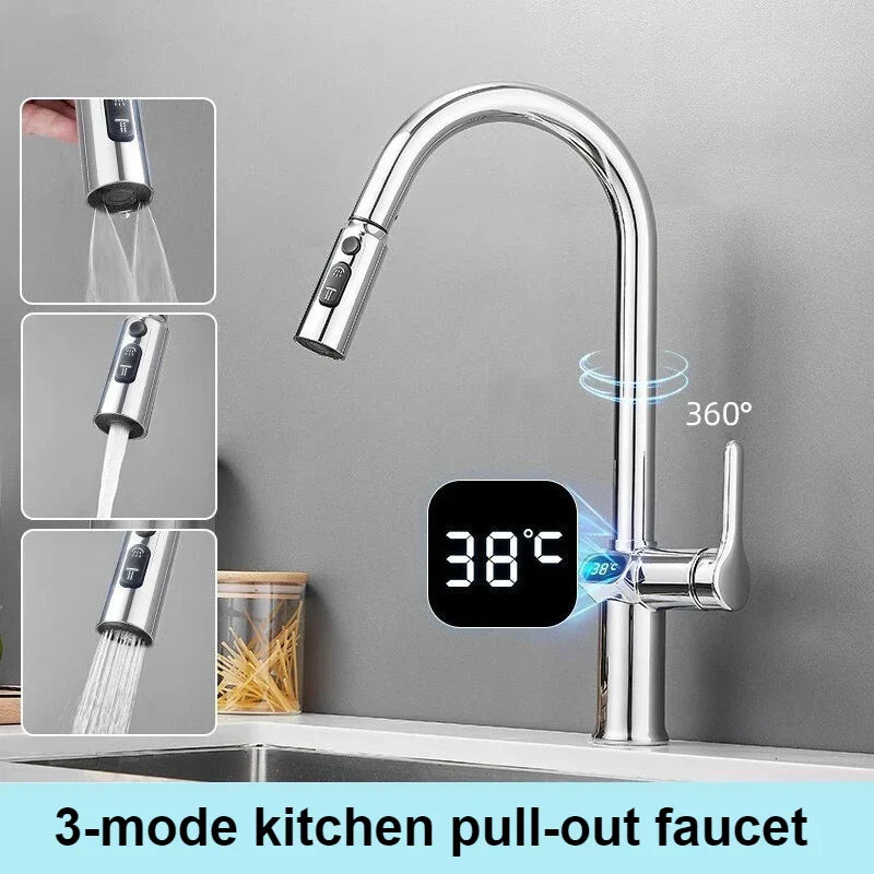 Maliben | Pull-Out Kitchen Faucet With Digital Display And Swivel Spout