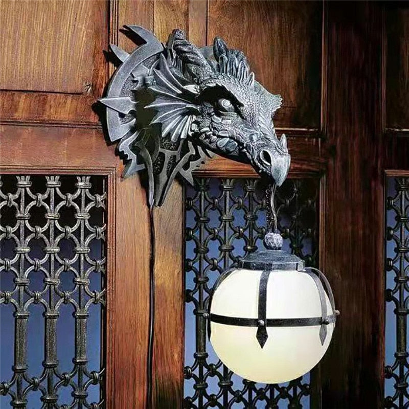 Maliben | LED Lantern with Dragon Head made of Resin for Unique Halloween Decoration