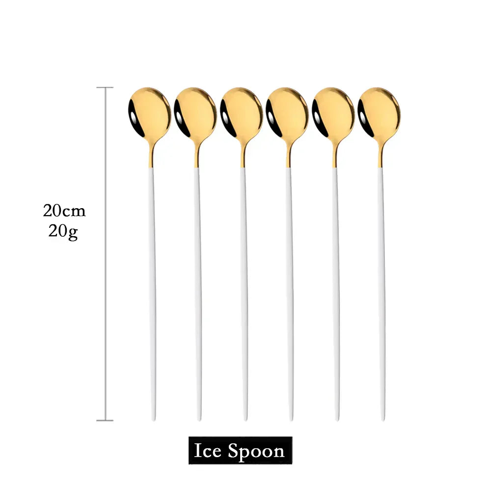 Maliben | Golden 6-piece Long Handle Spoon Set