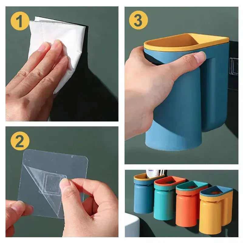 Maliben | Wall-Mounted Adhesive Toothbrush Holder – Stress-Free & Tidy Storage